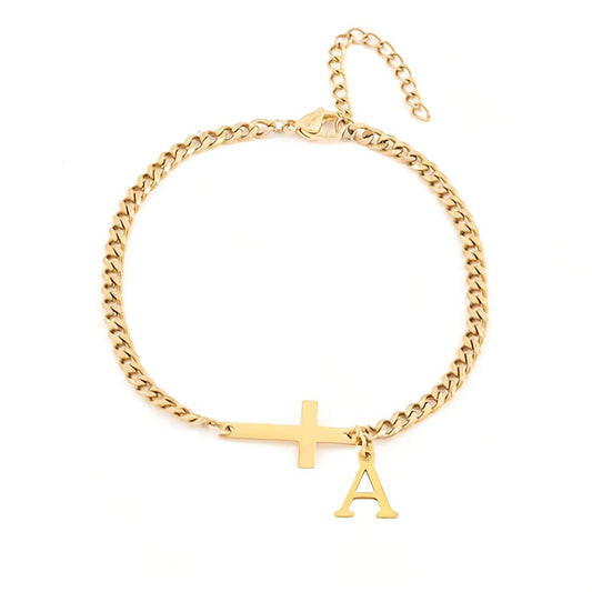 Initial Cross Bracelet | Gold