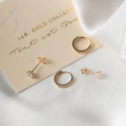 Dara Brillane Stone Earrings Set | Gold