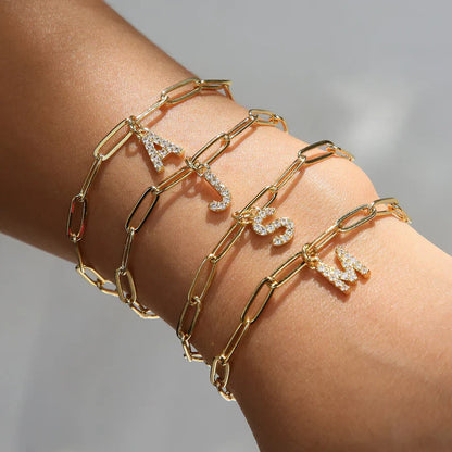 Minimalist Letter Charm Bracelet | Gold