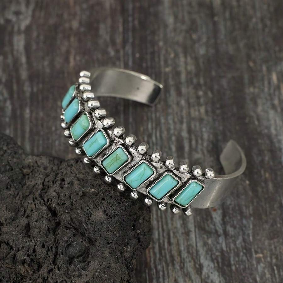 Quinara Turquoise Cuff Bracelet | White Gold
