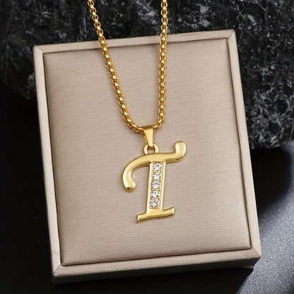 Crystal Accent Initial Necklace | Gold