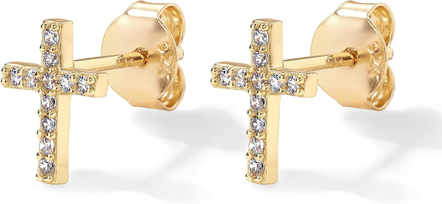 Paved Cross Studs | Gold