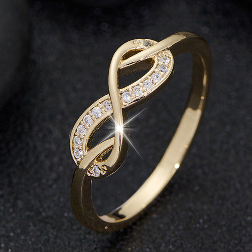 Lysette Crystal Infinity Ring | Gold