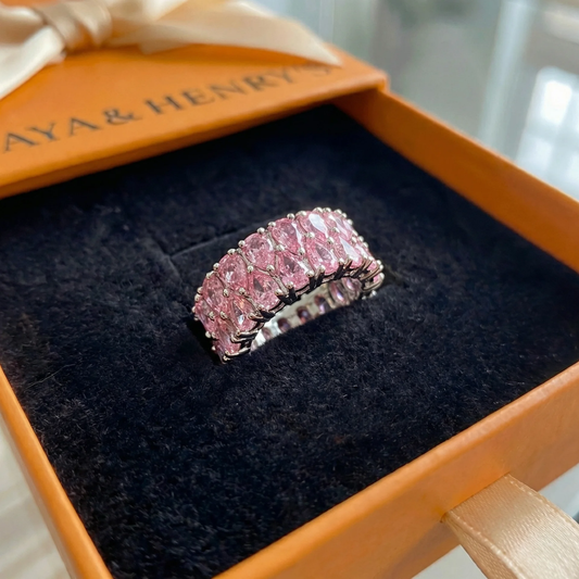 Blush Cascade Eternity Ring | White Gold