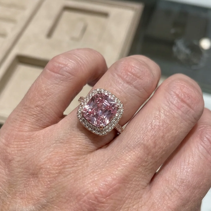 Cushion Pink Sapphire Ring | White Gold