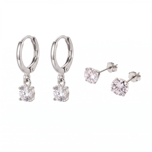 Larmes de Lune Stone Earrings Set | White Gold