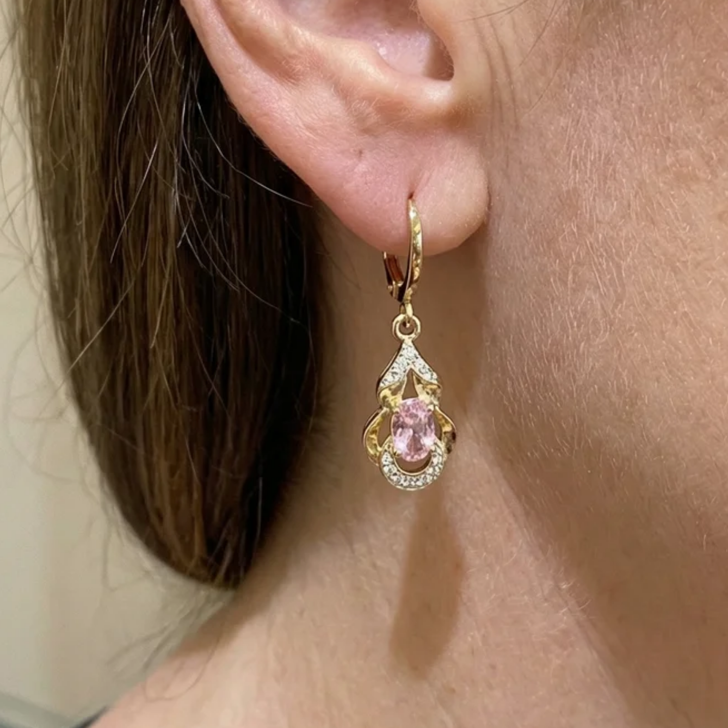 Moonlit Blush Teardrop Earrings | Rose Gold