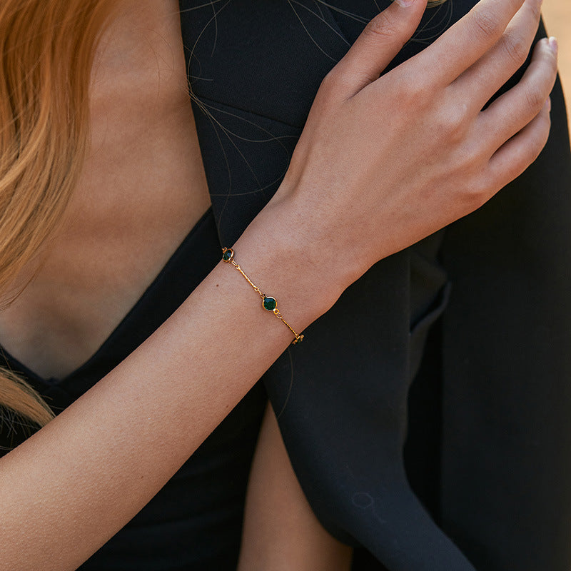 Emerald Link Chain Bracelet | Gold