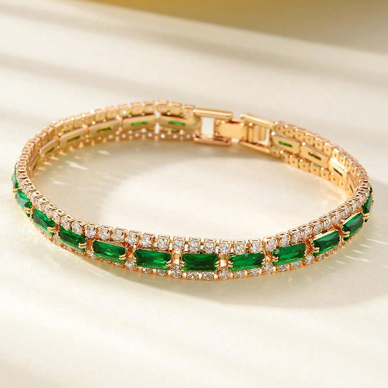 Emerald Green Statement Bracelet | Gold