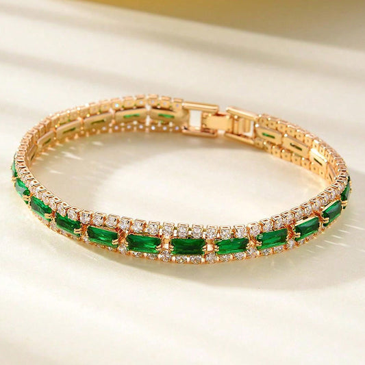 Emerald Green Statement Bracelet | Gold