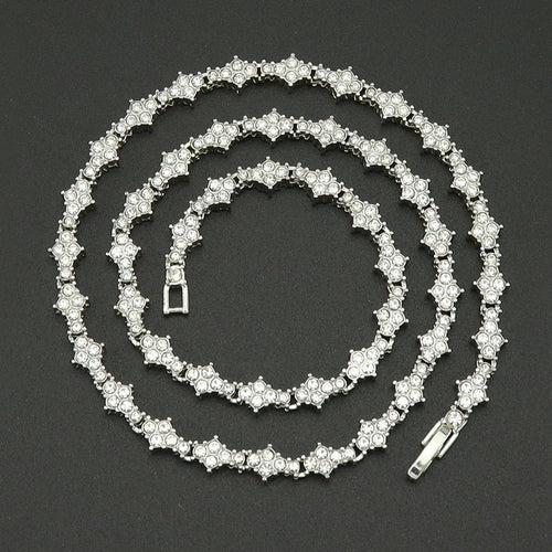 Classic Cluster Tennis Necklace | White Gold