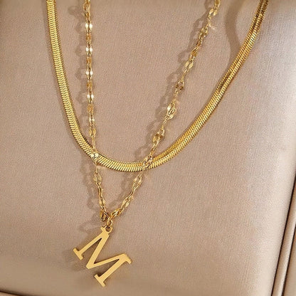 Layered Initial Necklace | Gold