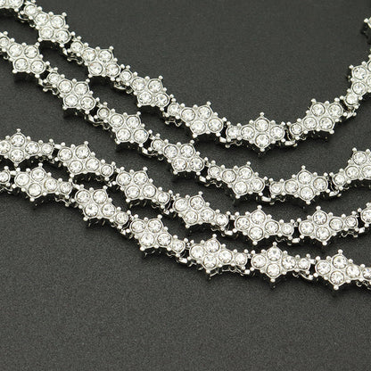 Classic Cluster Tennis Necklace | White Gold