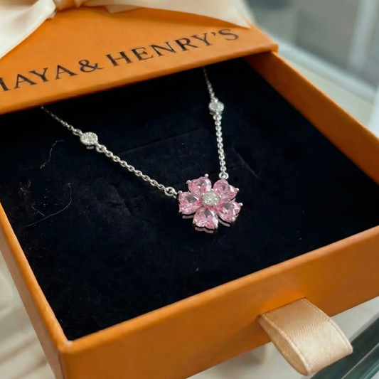 Petalglow Flower Pendant Necklace | White Gold