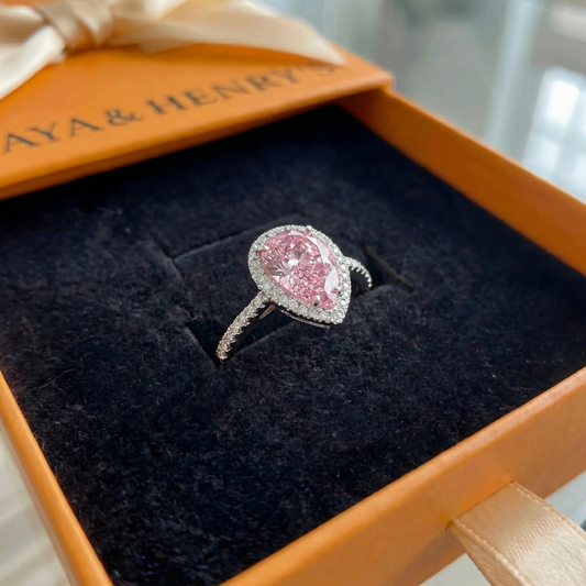 Teardrop Pink Sapphire Ring | White Gold