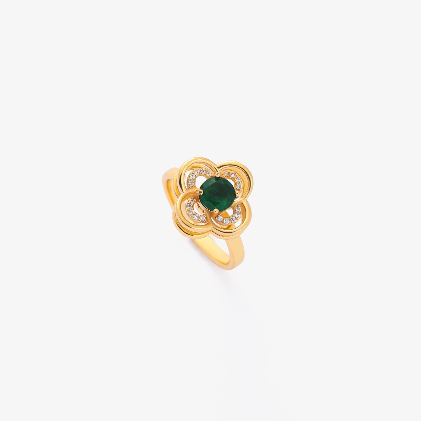 Clover Halo Emerald Spinning Ring | Gold