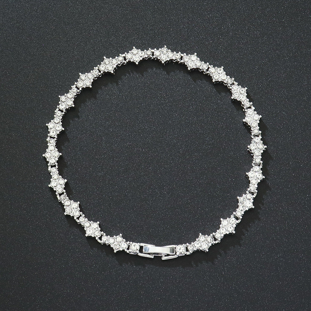 Classic Cluster Tennis Bracelet | White Gold
