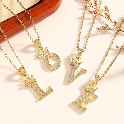 Initial Crown Necklace | Gold