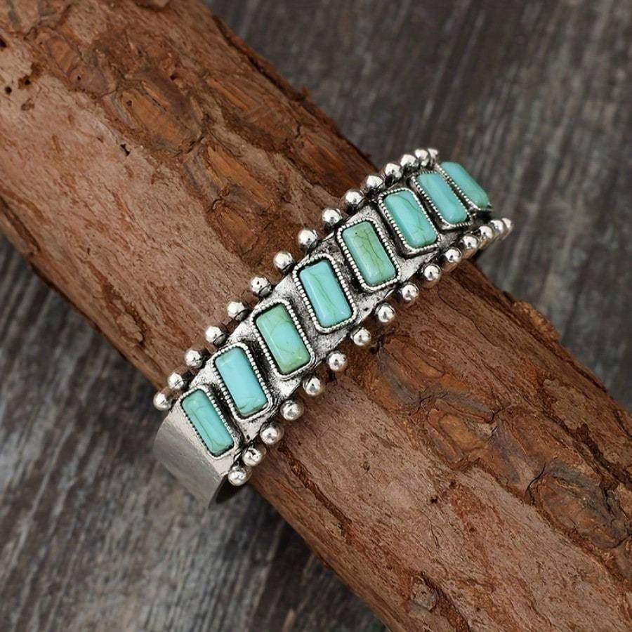 Quinara Turquoise Cuff Bracelet | White Gold