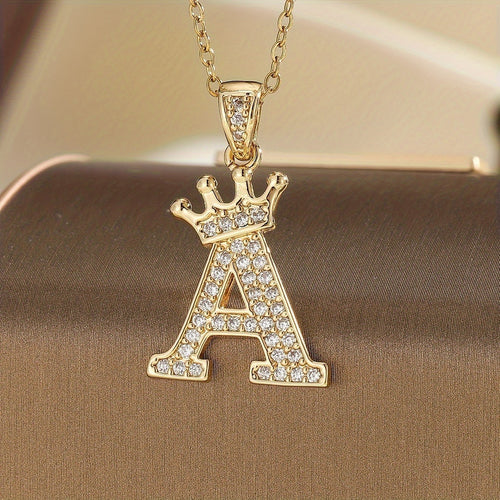 Initial Crown Necklace | Gold
