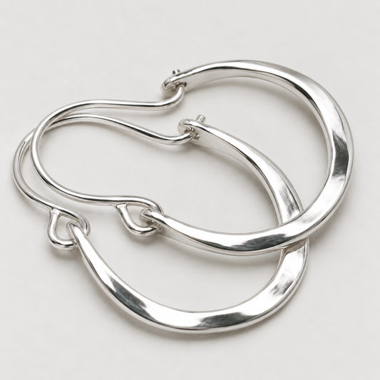 Lunar Halo Hoop Earrings | White Gold