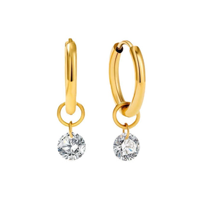 Larmes de Lune Stone Hoop Earrings | White Gold
