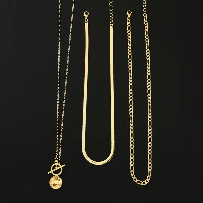Savira Textured Coin Layered Necklace | Gold