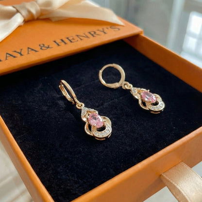 Moonlit Blush Teardrop Earrings | Rose Gold