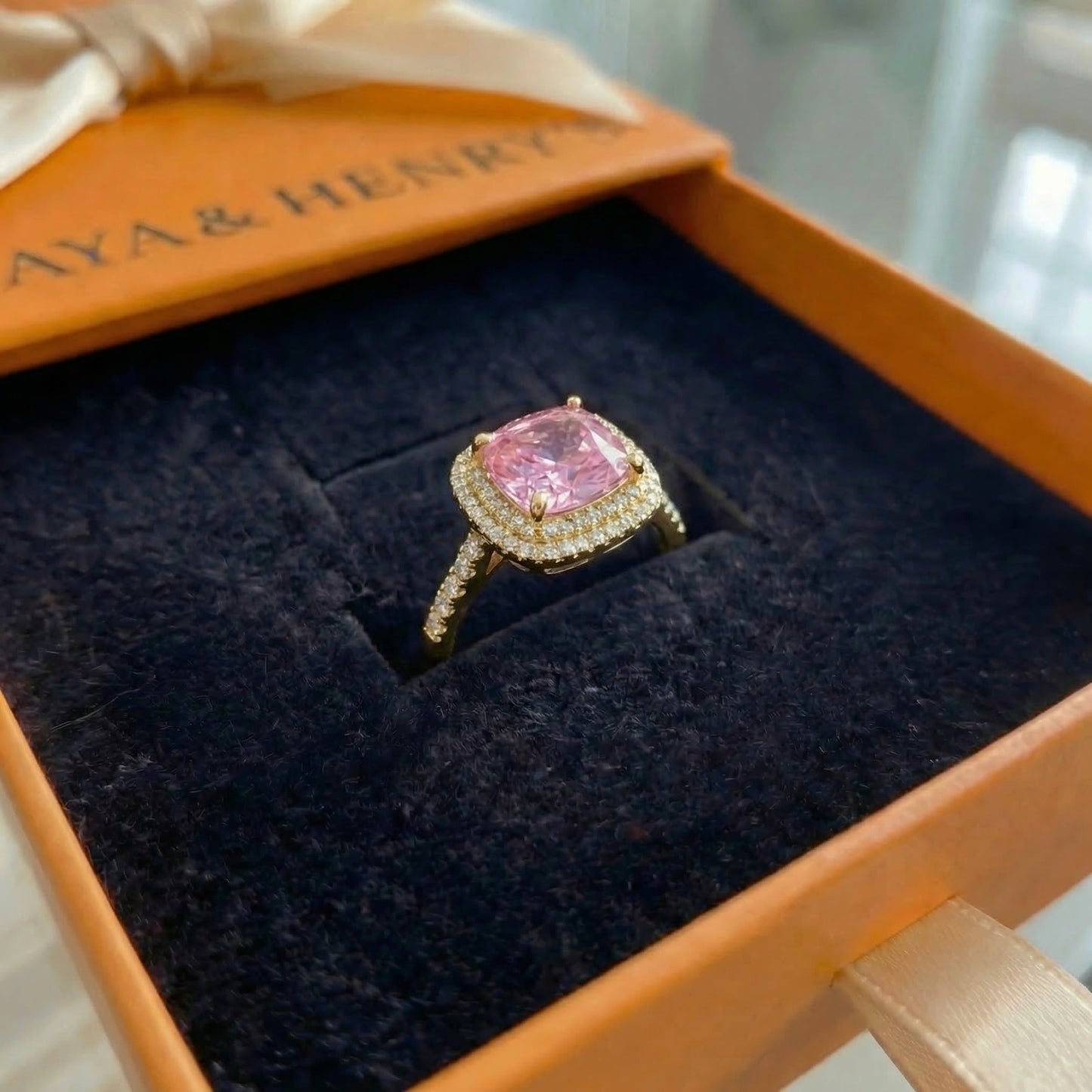 Cushion Pink Sapphire Ring | Rose Gold